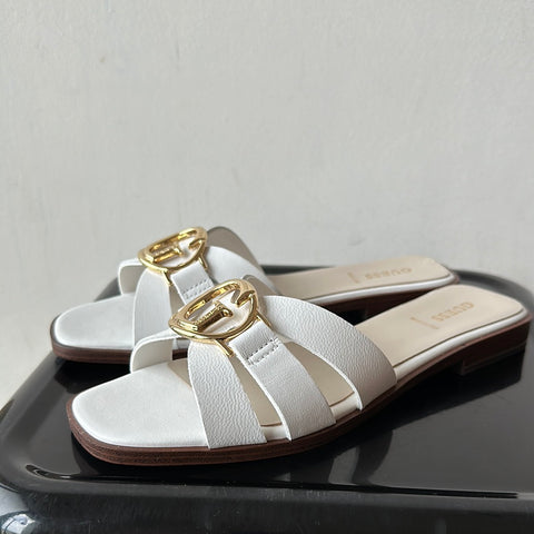 Sandalo flat bianco