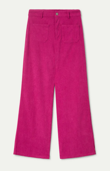 Pantalone in velluto rigato fuxia