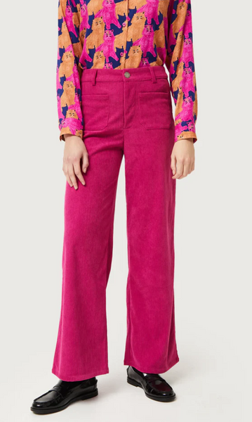 Pantalone in velluto rigato fuxia