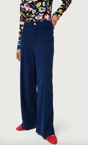 Pantalone in velluto rigato blu