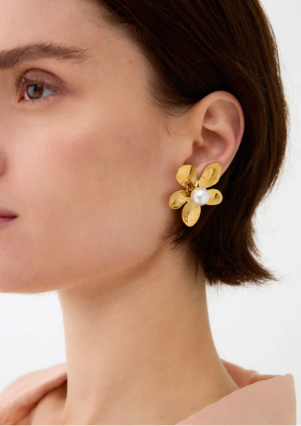Orecchini fiore con perla