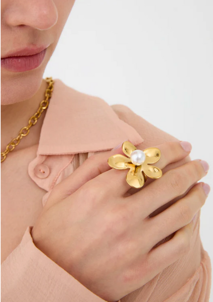 Anello  fiore con perla