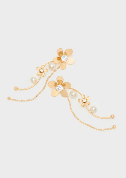 Orecchini pendenti  fiore con perla