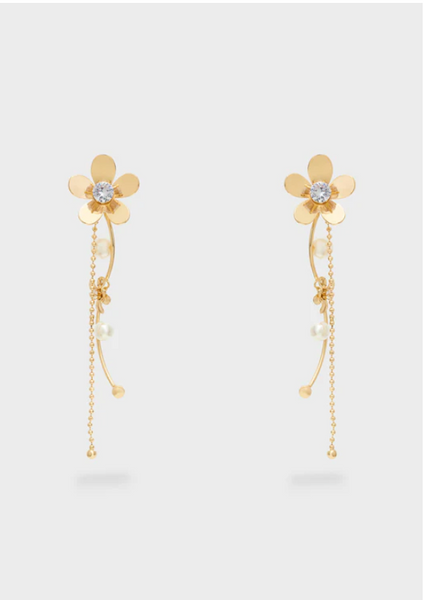 Orecchini pendenti  fiore con perla