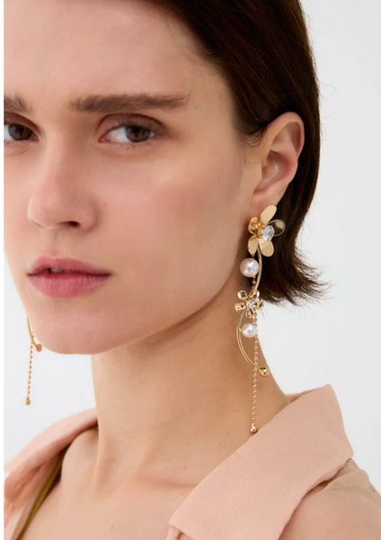 Orecchini pendenti  fiore con perla