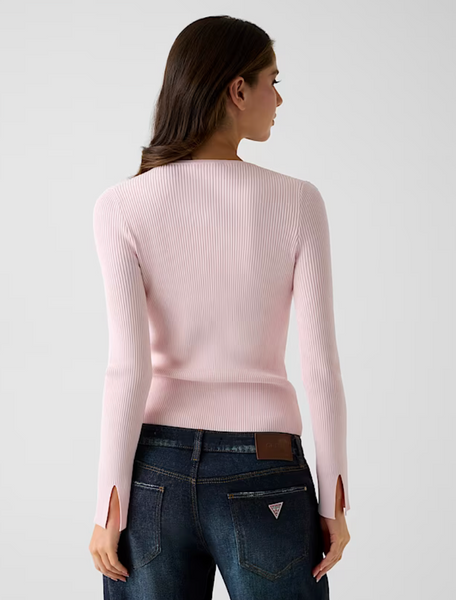 Cardigan rosa a costine