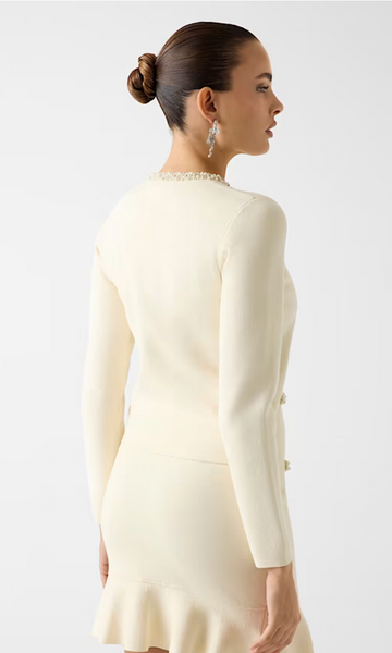 Cardigan panna con perline