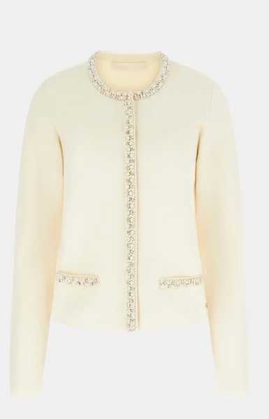 Cardigan panna con perline