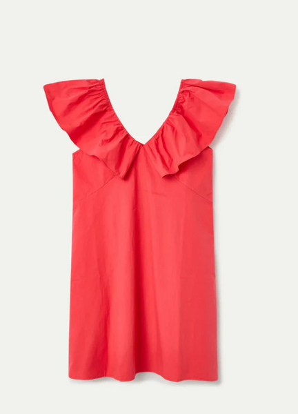 Abito rosso con ruches