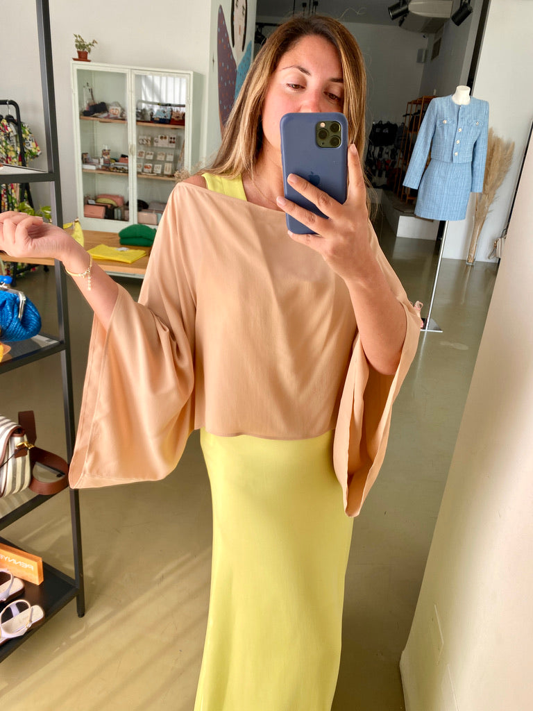 Top in seta cipria